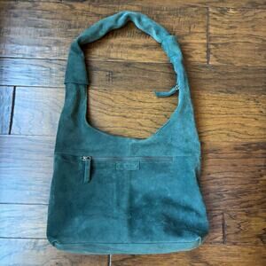 Harbour 2nd Green Suede Hobo Shoulder Bag Bohemian Genuine Leather